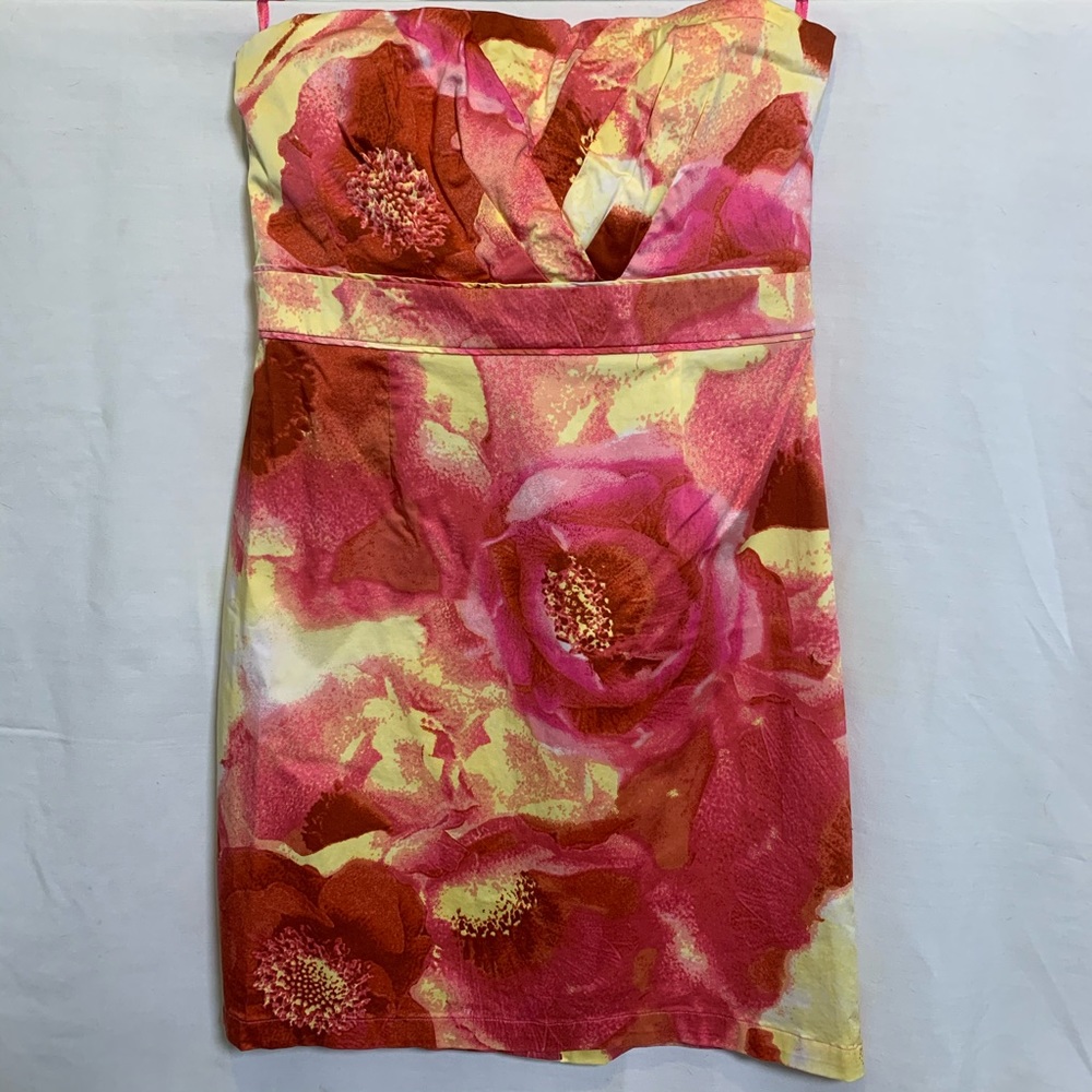 New York & Company Strapless Floral Midi Dress